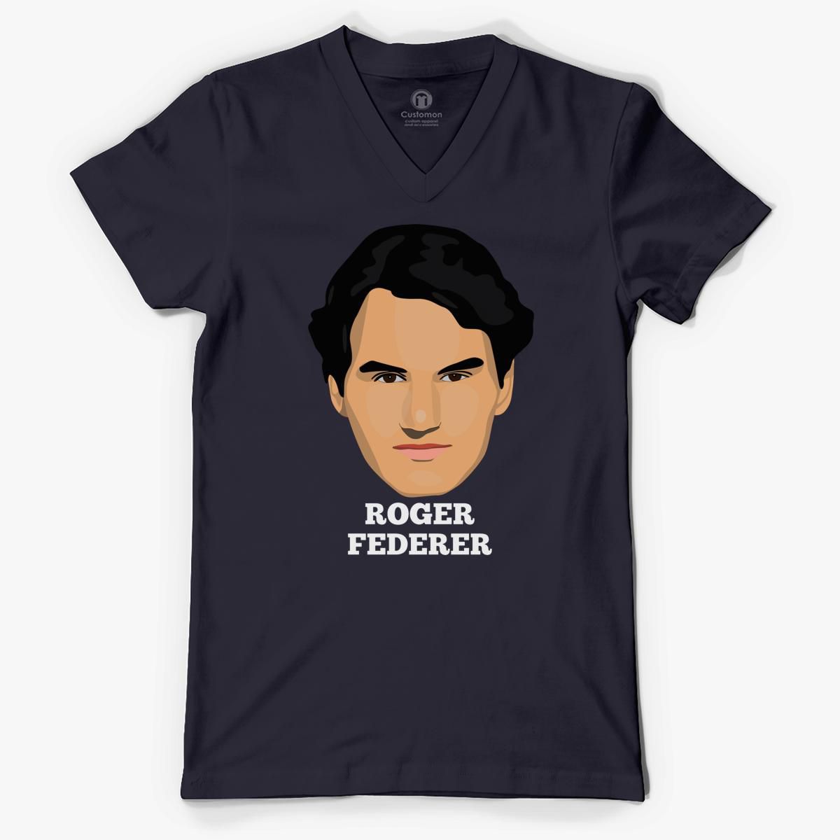 Roger Federer Mini Face Art Design Tee V-Neck T-shirt - Customon