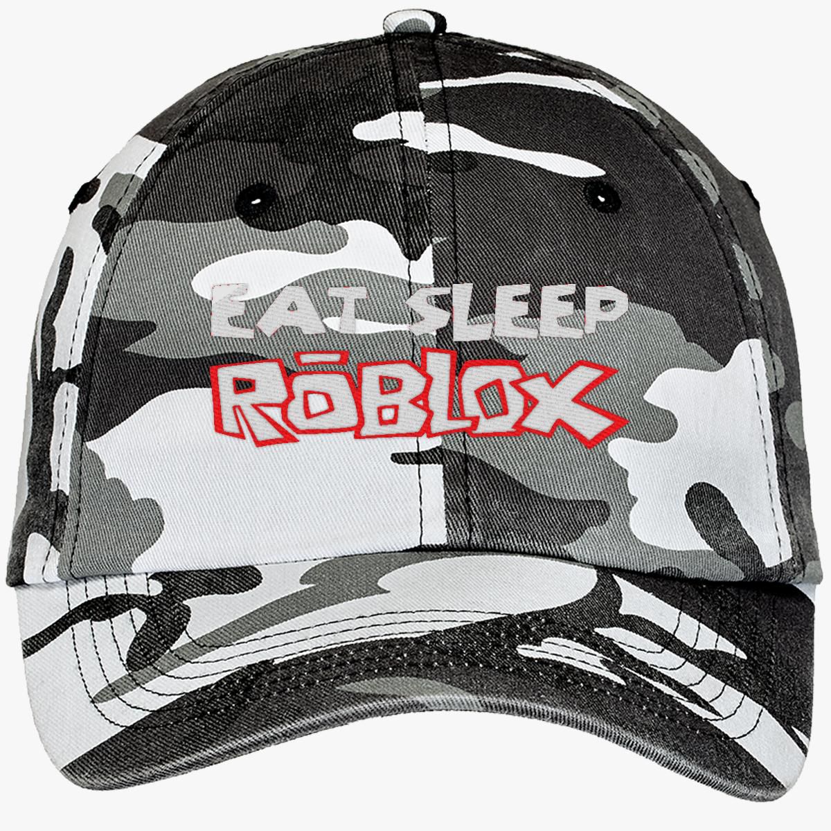 Eat Sleep Roblox Camouflage Cotton Twill Cap Embroidered
