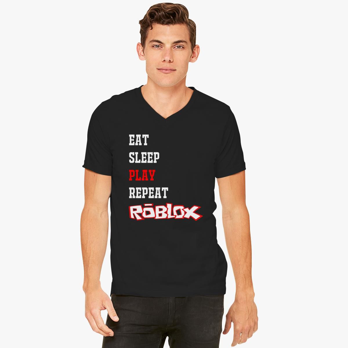 Eat Sleep Roblox V Neck T Shirt Customon
