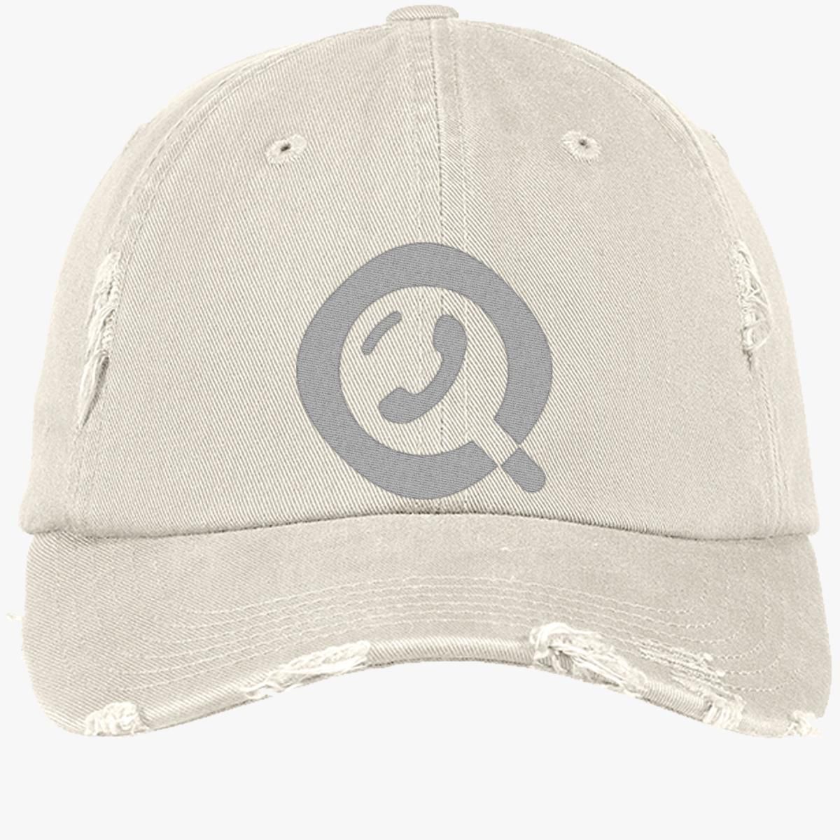 getcontact logo6 Distressed Cotton Twill Cap (Embroidered ...