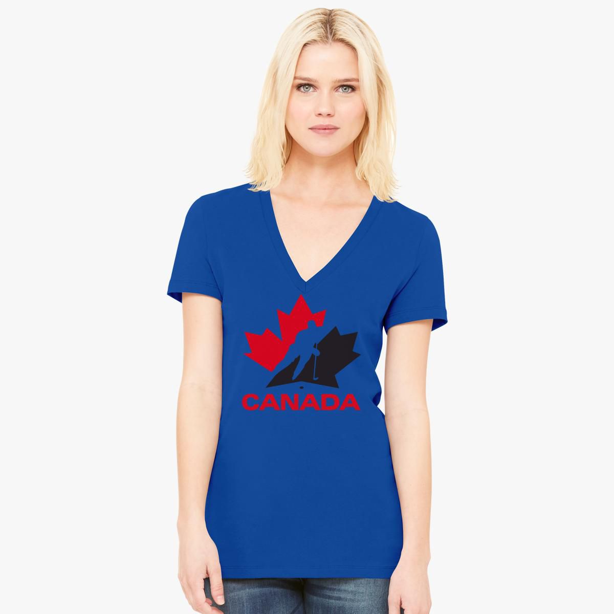 Canada National Hockey Team Logo Women's V-Neck T-shirt - Customon