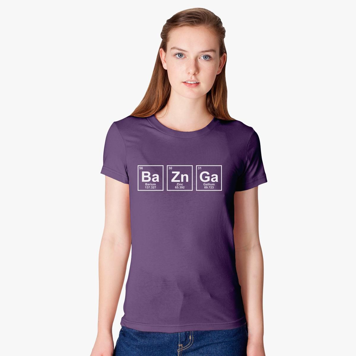 In de genade van Havoc scheidsrechter Bazinga Chemical Element Big Bang Sheldon Women's T-shirt - Customon