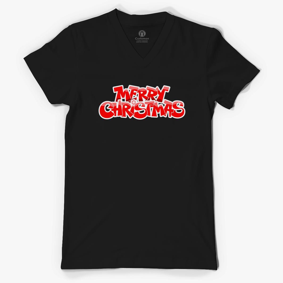 merry christmas logo V-Neck T-shirt - Customon