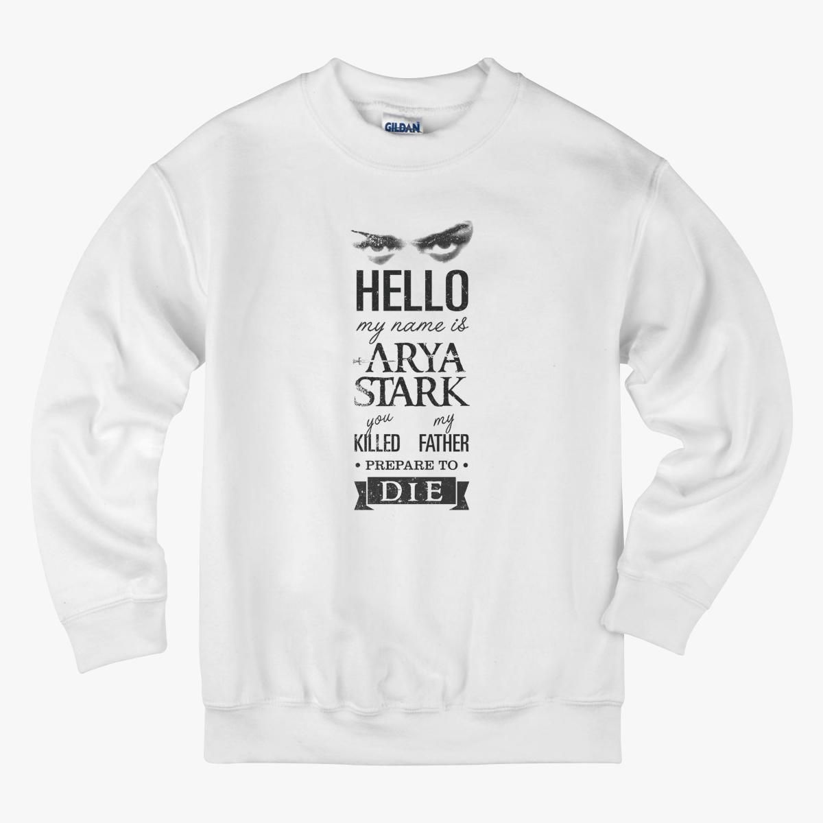 Download Hello My Name Is Arya Kids Sweatshirt - Customon