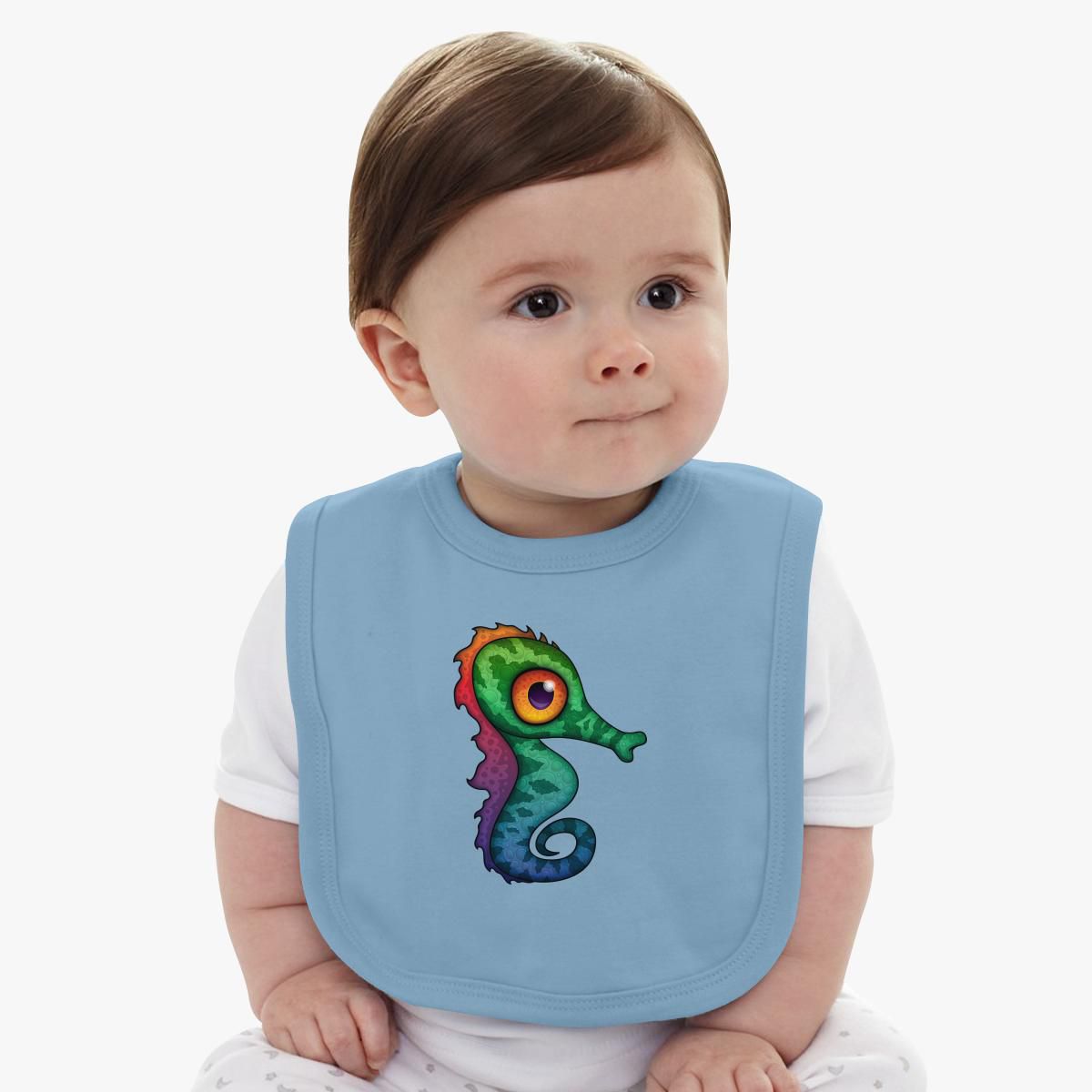 Colorful Seahorse Cartoon Baby Bib - Customon