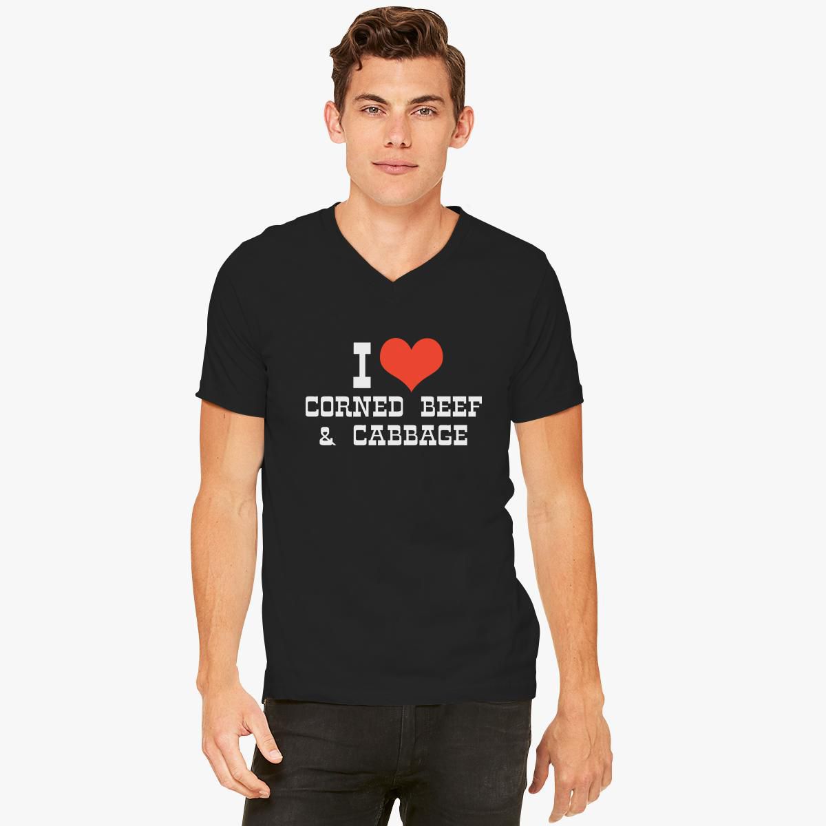 I Love Corned Beef and Cabbage V-Neck T-shirt - Customon