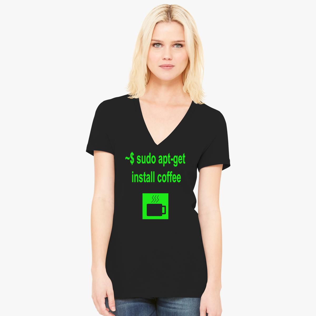 Linux sudo apt-get install coffee Women's V-Neck T-shirt -