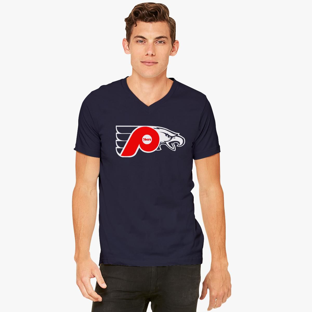 76ers Phillies Flyers Eagles V-Neck T-shirt - Customon