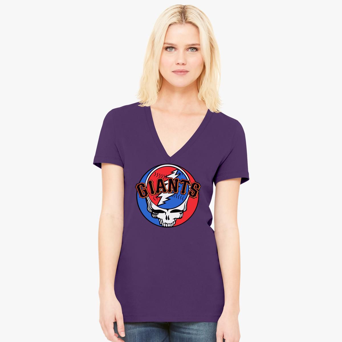 Grateful Dead SF Giants Women's VNeck Tshirt Customon