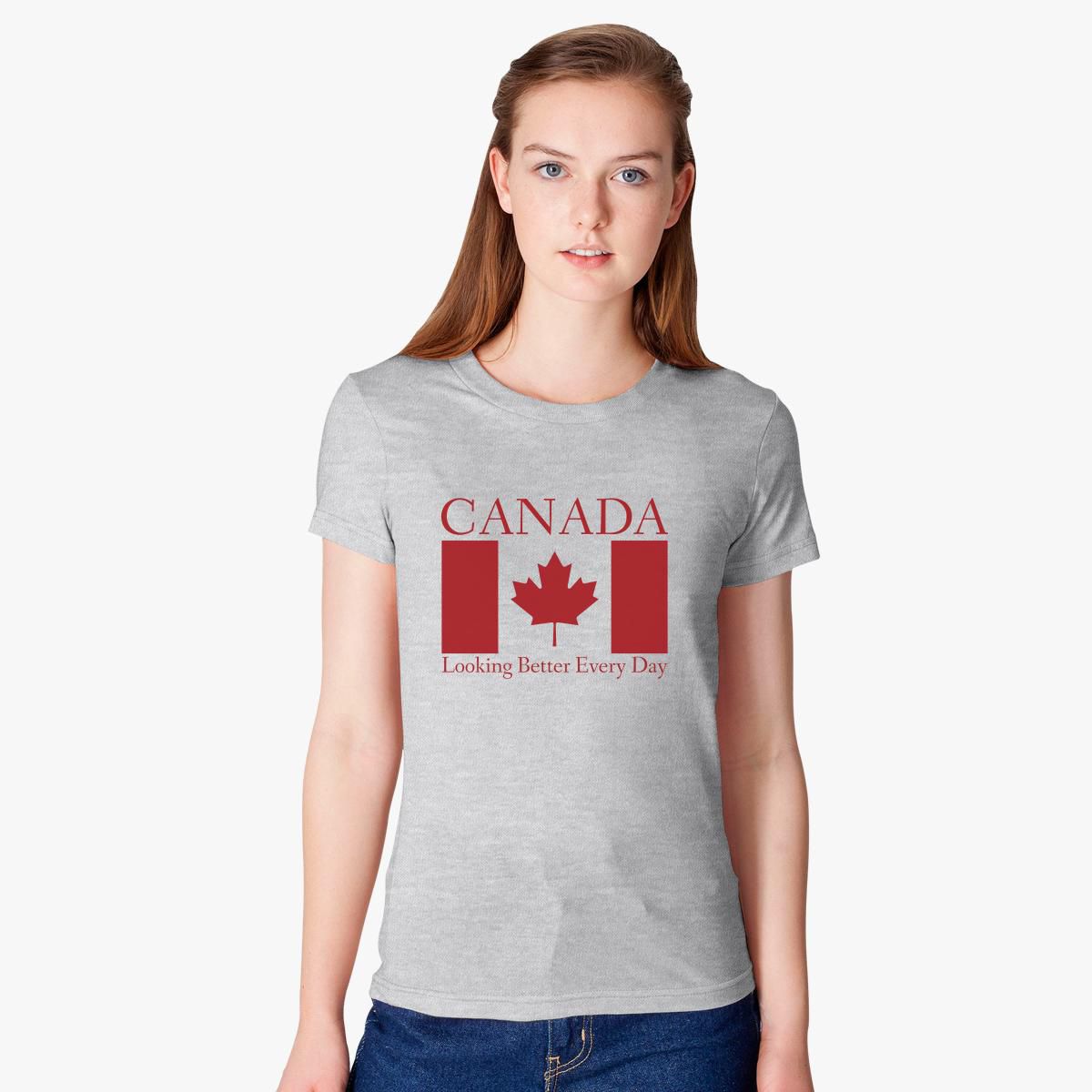 Canadian Flag Red And White Maple Leaf Womens T Shirt Customon