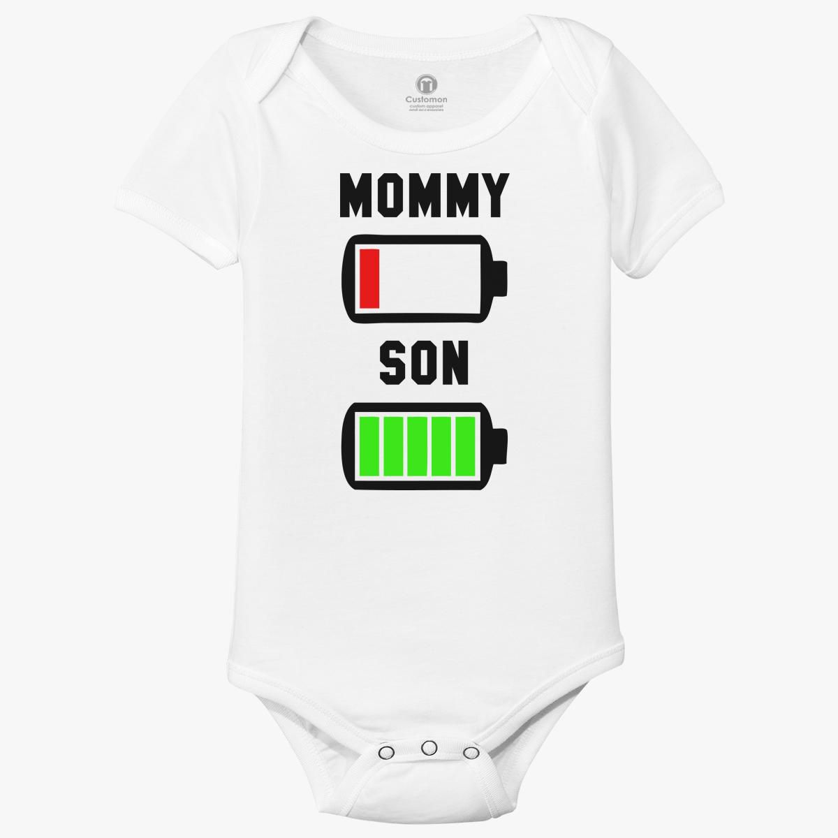 Download Low Battery svg Mommy and Son Baby Onesies - Customon