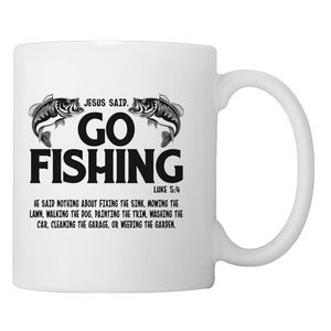 jesus said go fishing coffee mug white
