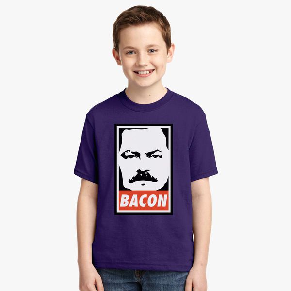 Ron Swanson Bacon Youth T Shirt Customon - purple bacon shirt roblox