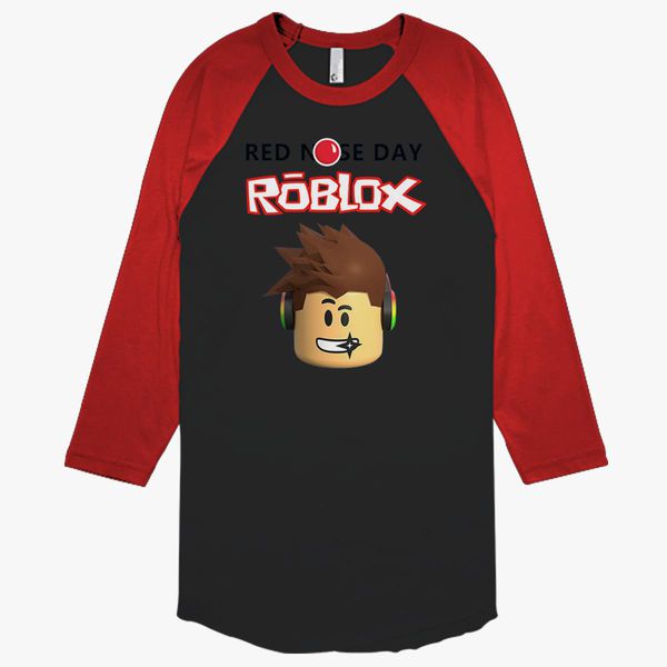 Roblox Red Nose Day Baseball T Shirt Customon - roblox red camo shirt