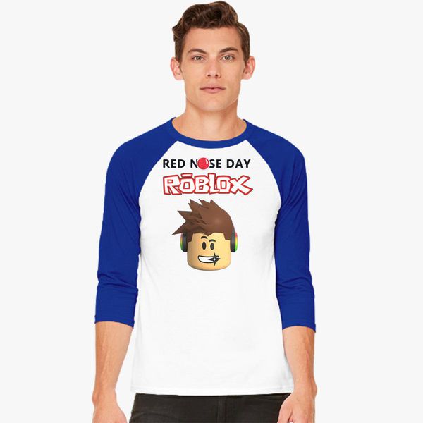 Roblox Red Nose Day Baseball T Shirt Customon - red white and blue camo t shirt roblox