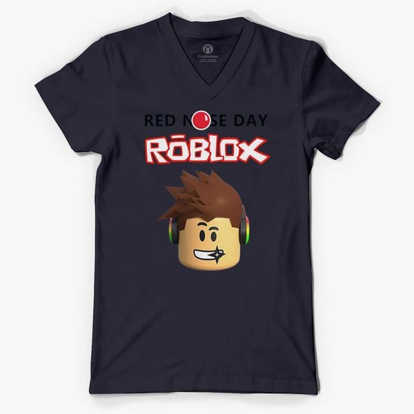 Roblox Red Nose Day V Neck T Shirt Customon - clothes roblox red dress