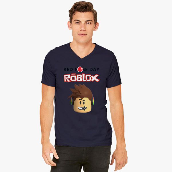 Roblox Red Nose Day V Neck T Shirt Customon - roblox red nose day youth t shirt customon
