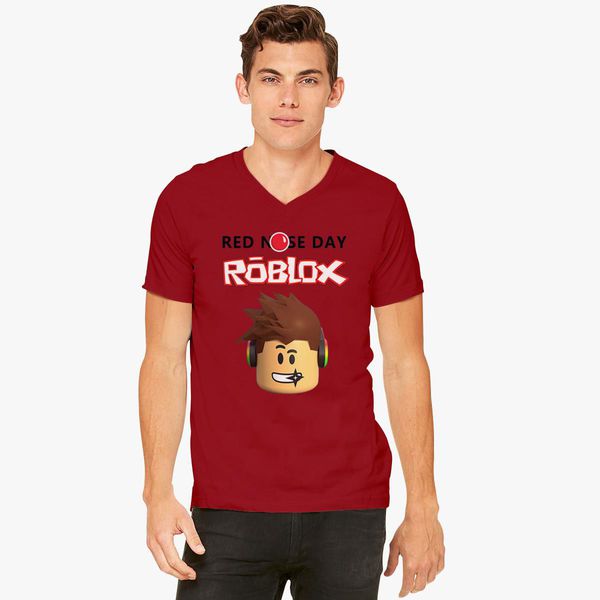 Roblox Red Nose Day V Neck T Shirt Customon - cut price roblox hoodies shirt for boys sweatshirt red nose