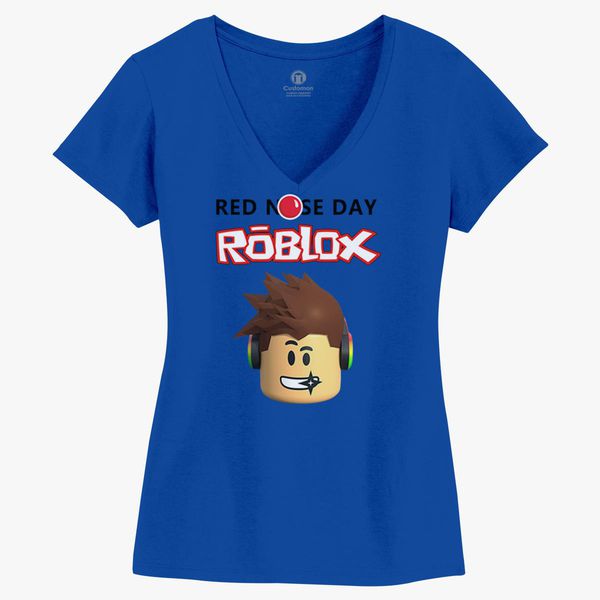 Roblox Red Nose Day Women S V Neck T Shirt Customon - robin red sweater roblox