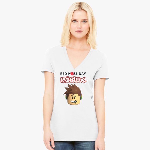 Roblox Red Nose Day Women S V Neck T Shirt Customon - red t shirt roblox free