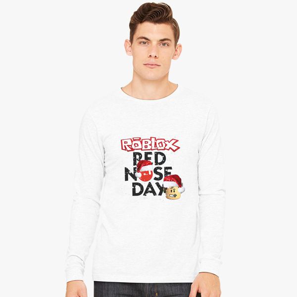 Roblox Christmas Design Red Nose Day Long Sleeve T Shirt Customon - t shirt raconidas roblox