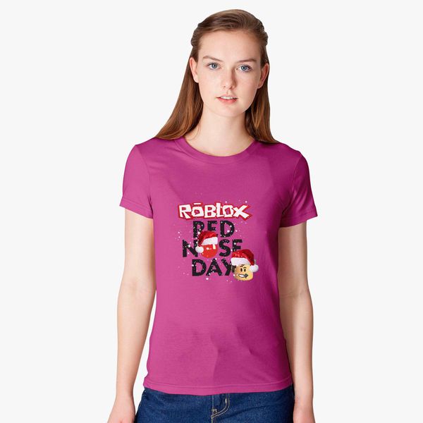 Roblox Christmas Design Red Nose Day Women S T Shirt Customon - female roblox shirt codes