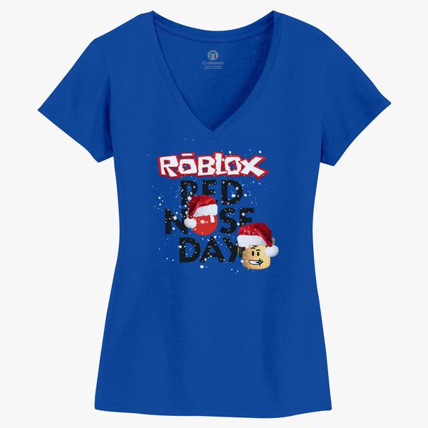 Roblox Christmas Design Red Nose Day Womens V Neck T Shirt - kids roblox t shirt personalised character design