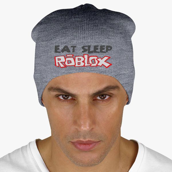 Eat Sleep Roblox Knit Beanie Embroidered Customon - gray wool winter hat roblox