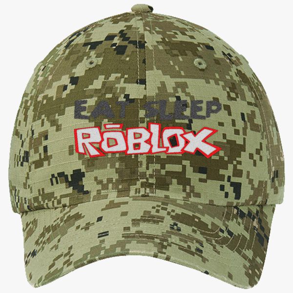 Eat Sleep Roblox Ripstop Camouflage Cotton Twill Cap Embroidered Customon - 