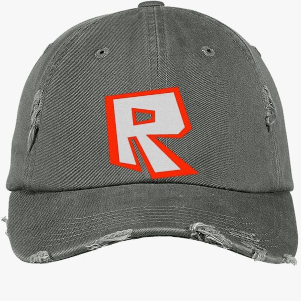 Roblox Distressed Cotton Twill Cap Embroidered Customon - roblox logo brushed cotton twill hat embroidered customon