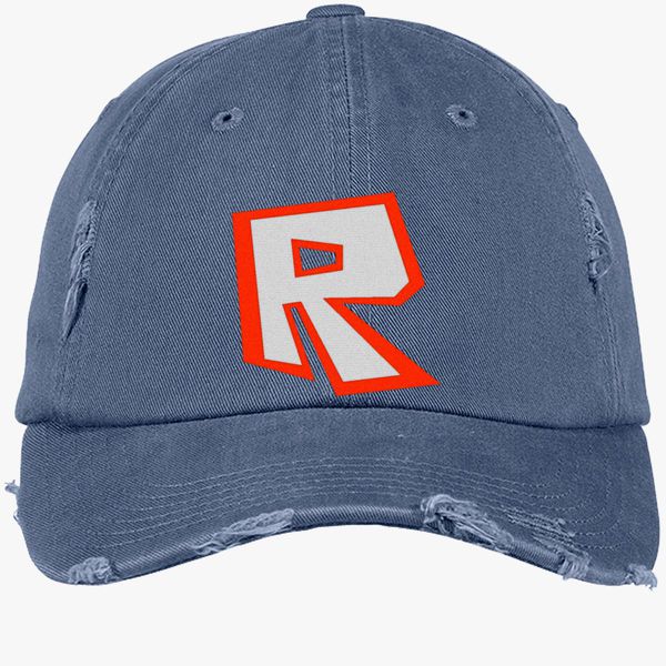 Roblox Distressed Cotton Twill Cap Embroidered Customon - roblox logo brushed cotton twill hat embroidered customon