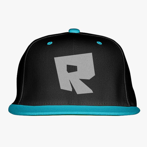Roblox Logo Snapback Hat Embroidered Customon - aqua visor roblox