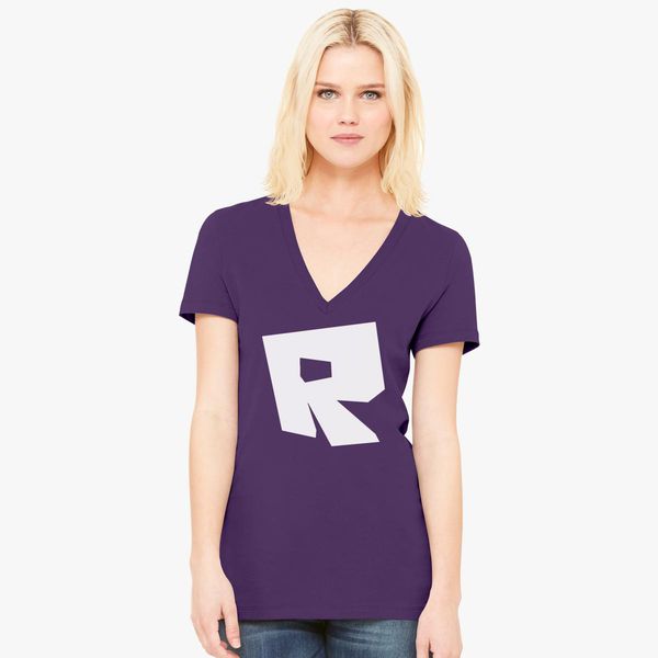 Roblox Logo Women S V Neck T Shirt Customon - roblox t shirt images cross chain