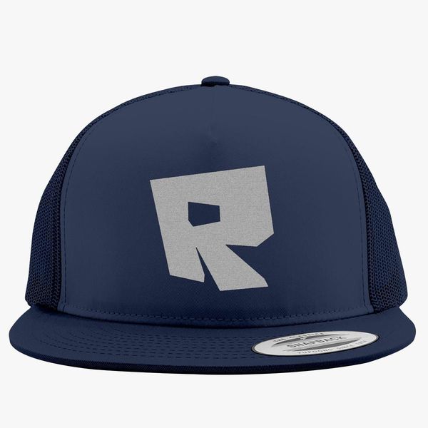 Roblox Logo Trucker Hat Embroidered Customon - blue baseball hat roblox