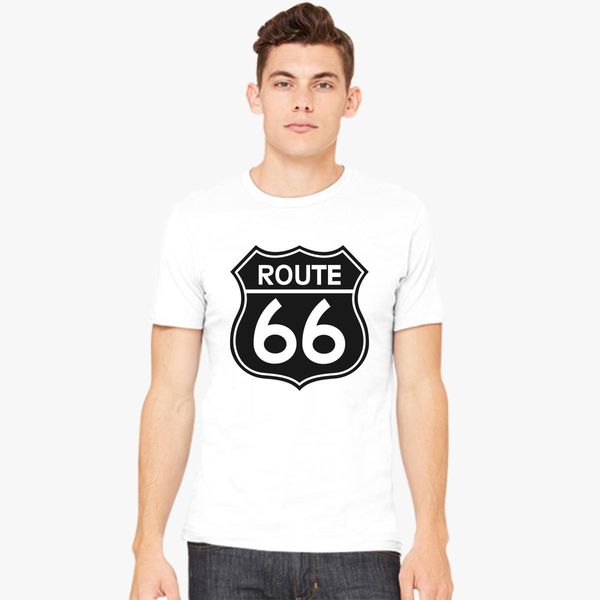 100/% Cotton Men/'s /'Route 66/' Original Design Black and White T-shirt