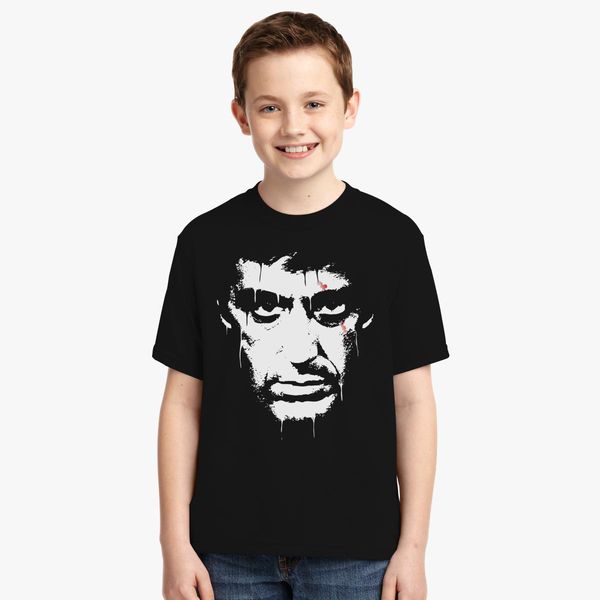 Scarface Tony Montana Face Youth T Shirt Customon - red scarface shirt roblox