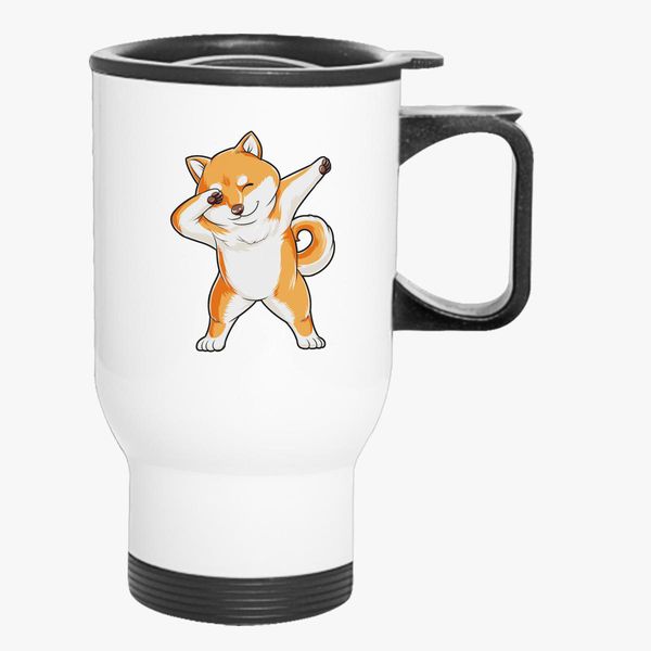 Dabbing Dog Shiba Travel Mug Customon - roblox dabbing mug