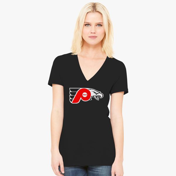 76ers Phillies Flyers Eagles Women's V-Neck T-shirt - Customon