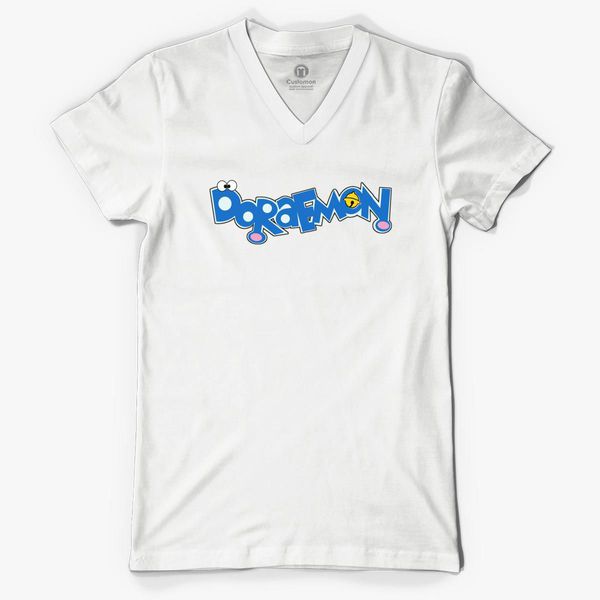 Doraemon Logo V Neck T Shirt Customon