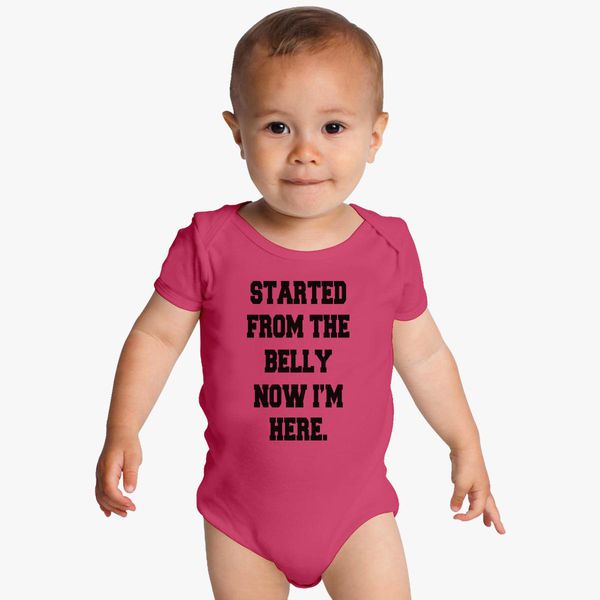 Personalised Baby Vest Bodysuit Started From The Belly Now I'm Here Baby Shower 