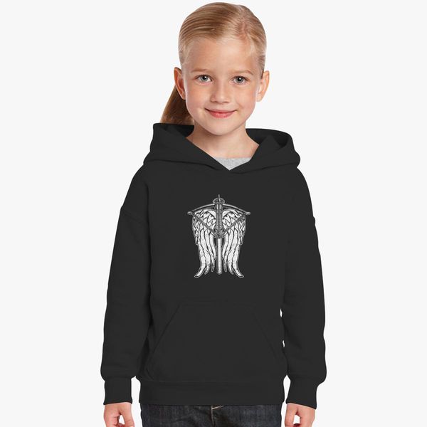 black hoodie with angel wings