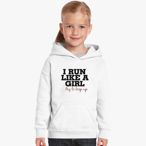 Kids Printed Hoodie I Know I Run Like A Girl 