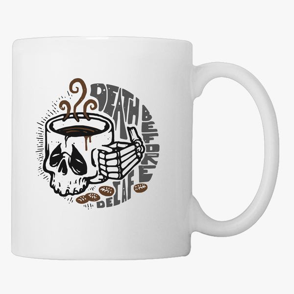 Death Before Decaf Tumbler--Skull Coffee Mug