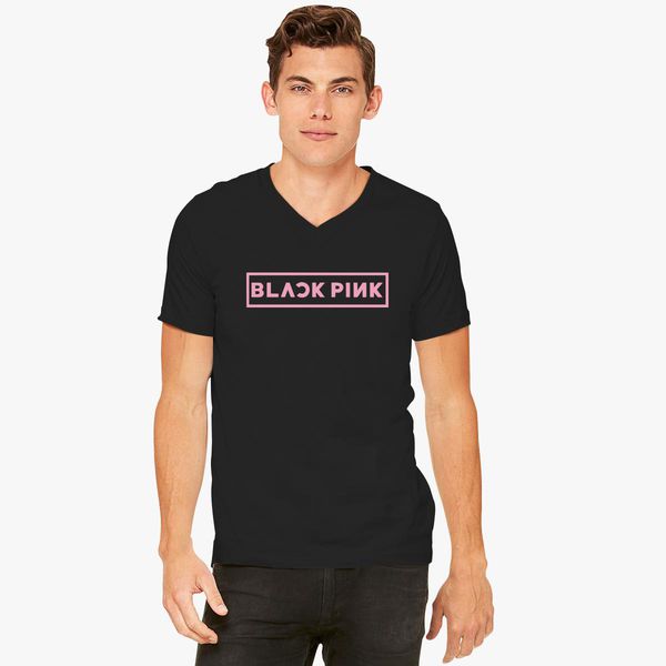 Blackpink Logo V Neck T Shirt Customon - blackpink t shirt roblox