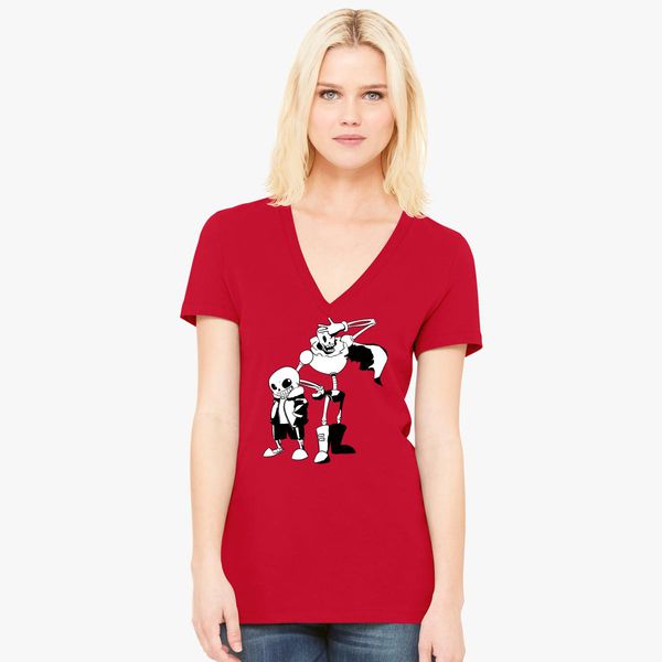 Sans And Papyrus Undertale Women S V Neck T Shirt Customon - papyrus roblox shirt