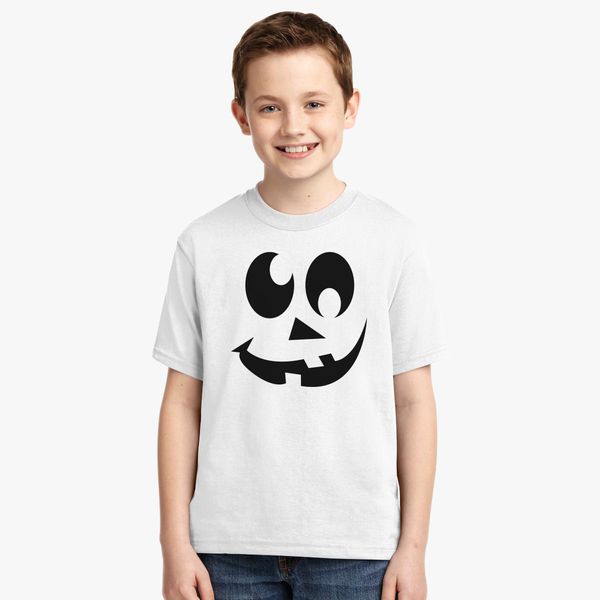 Pumpkin Face Funny Halloween Youth T Shirt Customon - evil pumpkin smile halloween t shirt roblox png