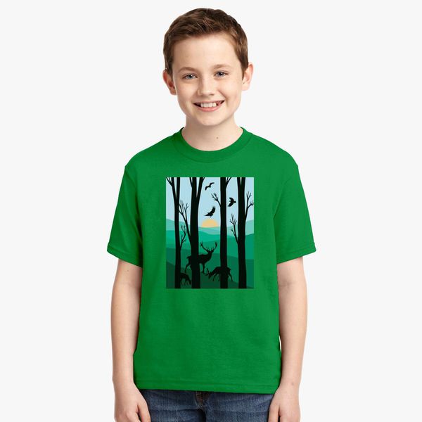 Forest Silhouette Youth T Shirt Customon - baseball fan t shirt template roblox forest green top
