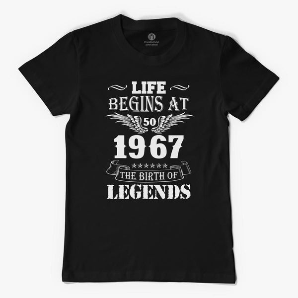 NEW Life Begins At 50 1967 The Birth Of Legends Black Tshirt Size S-2XL