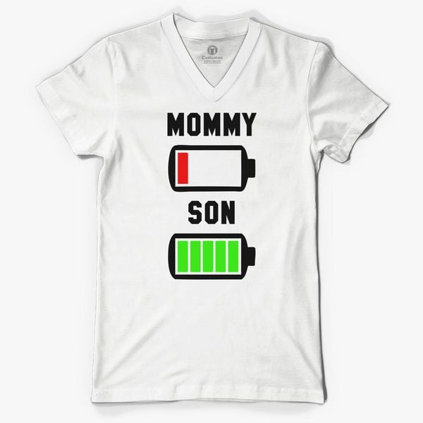 Download Low Battery Svg Mommy And Son V Neck T Shirt Customon