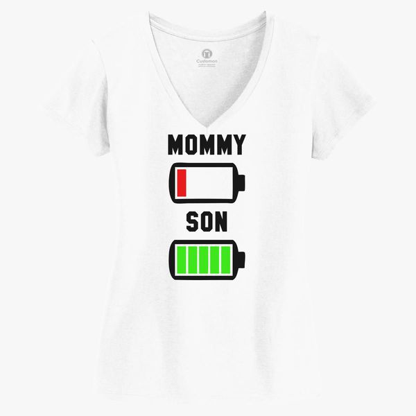 Download Low Battery Svg Mommy And Son Women S V Neck T Shirt Customon